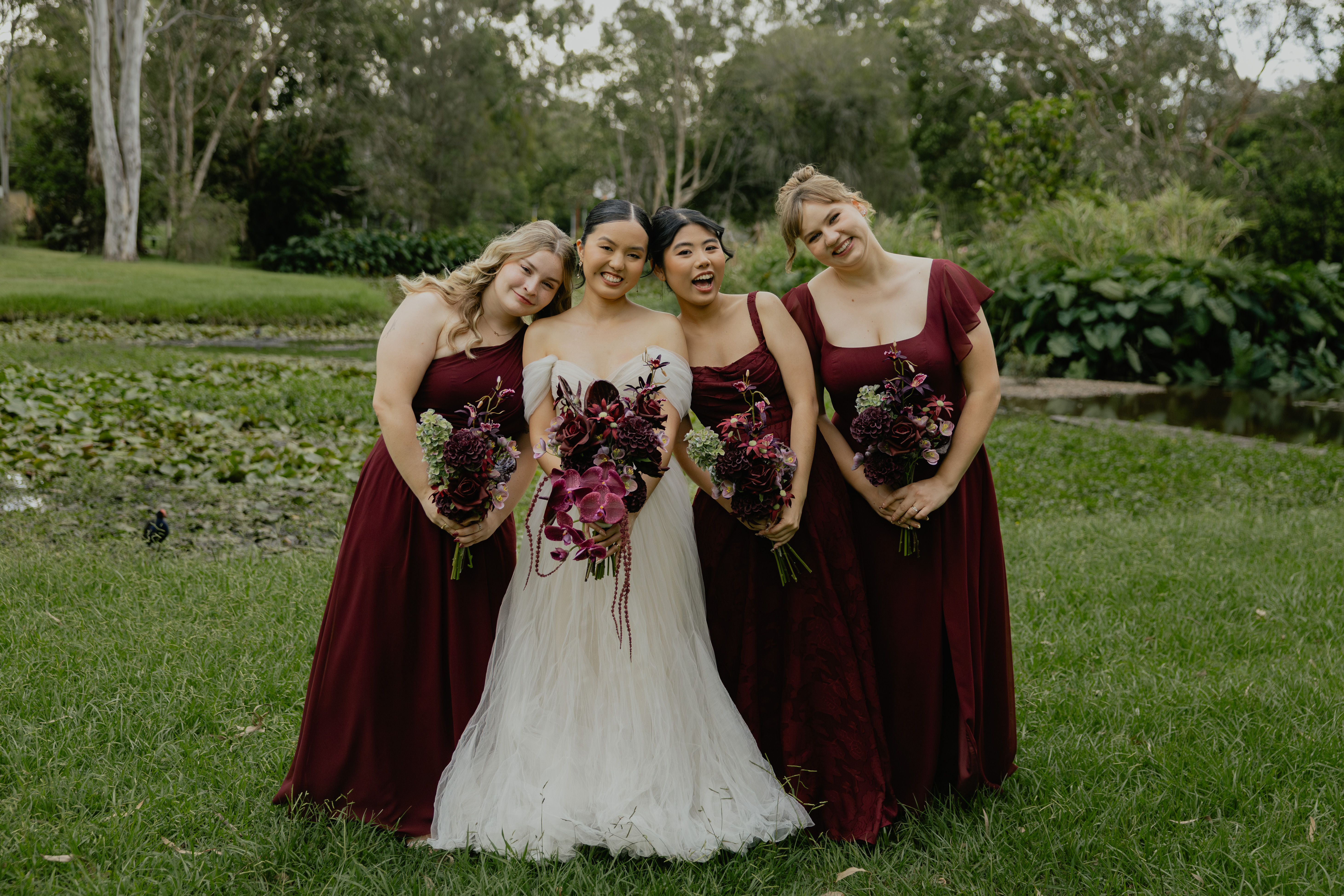 Bridal party — bridesmaids and bride